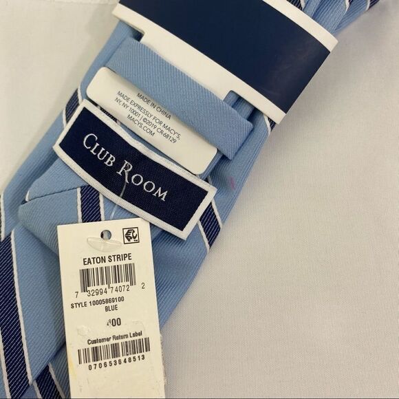 Club Room Men’s Tie Blue and Navy Blue Striped - Picture 5 of 5